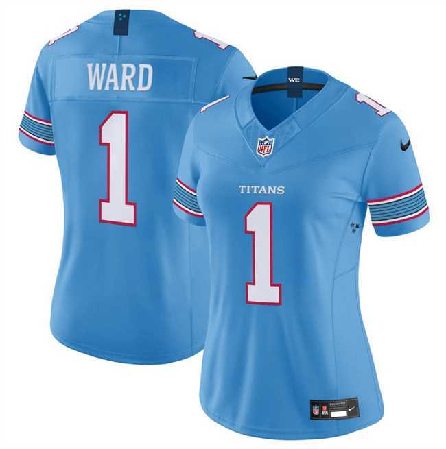 Women%27s Tennessee Titans #1 Cameron Ward Light Blue 2026 F.U.S.E. Vapor Limited Stitched Jersey Dzhi->tennessee titans->NFL Jersey