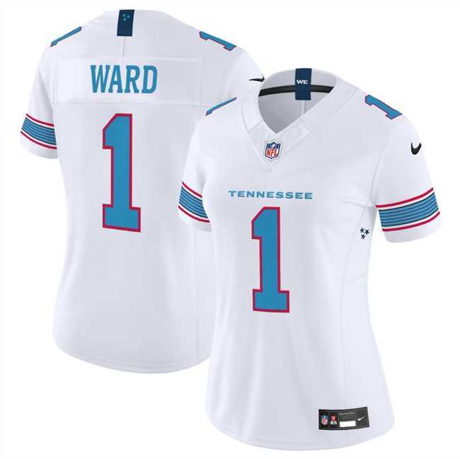 Women%27s Tennessee Titans #1 Cameron Ward White 2026 F.U.S.E. Vapor Limited Stitched Jersey Dzhi->tennessee titans->NFL Jersey