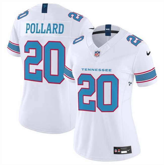 Womens Tennessee Titans #20 Tony Pollard White 2026 F.U.S.E. Vapor Limited Stitched Jersey Dzhi->->NFL Jersey