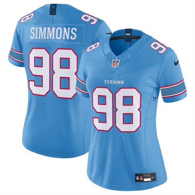 Womens Tennessee Titans #98 Jeffery Simmons Light Blue 2026 F.U.S.E. Vapor Limited Stitched Jersey Dzhi->->NFL Jersey