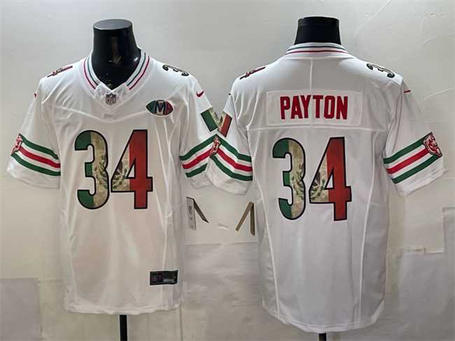 Mens Chicago Bears #34 Walter Payton White Mexico F.U.S.E. With VMH Patch Stitched Jersey->chicago bears->NFL Jersey