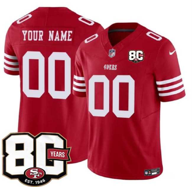 Men%27s San Francisco 49ers Active Player Custom Red 80th Anniversary Patch 2026 F.U.S.E. Vapor Untouchable Limited Stitched Jersey->arizona diamondbacks->MLB Jersey