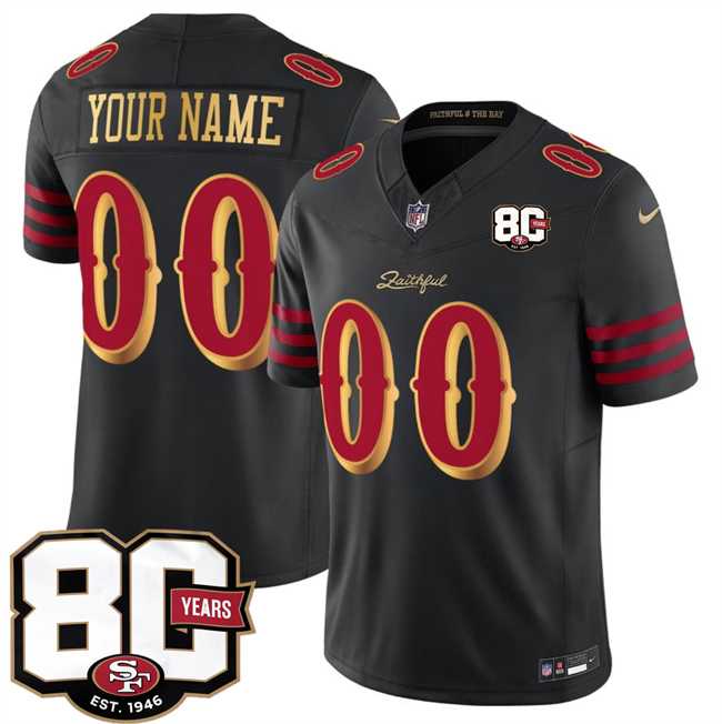 Men%27s San Francisco 49ers Active Player Custom Black 80th Anniversary Patch Rivalries 2026 F.U.S.E. Vapor Untouchable Limited Stitched Jersey->customized nfl jersey->Custom Jersey