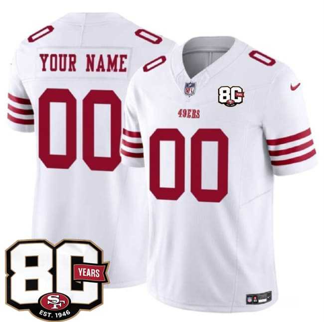 Men%27s San Francisco 49ers Active Player Custom White 80th Anniversary Patch 2026 F.U.S.E. Vapor Untouchable Limited Stitched Jersey->atlanta braves->MLB Jersey