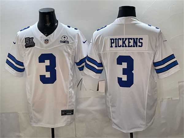 Men%27s Dallas Cowboys #3 George pickens White F.U.S.E. With 5x Super Bowl Champions & Established In 1960 Patch Vapor Limited Stitched Jersey->dallas cowboys->NFL Jersey