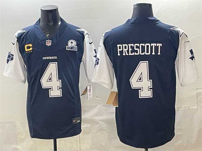 Men%27s Dallas Cowboys #4 Dak Prescott Navy F.U.S.E. With Established In 1960 Patch And 4-Star C Patch Vapor Limited Stitched Jersey->dallas cowboys->NFL Jersey