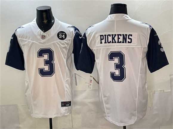 Men%27s Dallas Cowboys #3 George pickens White F.U.S.E. 94 Marshawn Kneeland Memorial Patch Thanksgiving Vapor Limited Stitched Jersey->dallas cowboys->NFL Jersey