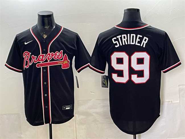 Mens Atlanta Braves #99 Spencer Strider 2026 Fashion Replica Black Out Stitched Jersey->atlanta braves->MLB Jersey