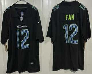Men%27s Seattle Seahawks #12 Fan Limited Black Fashion Vapor Jersey->seattle seahawks->NFL Jersey
