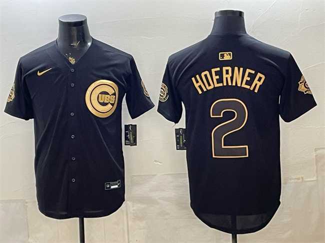 Men%27s Chicago Cubs #2 Nico Hoerner Black Gold 150th Anniversary Patch Stitched Jersey Dzhi->boston red sox->MLB Jersey