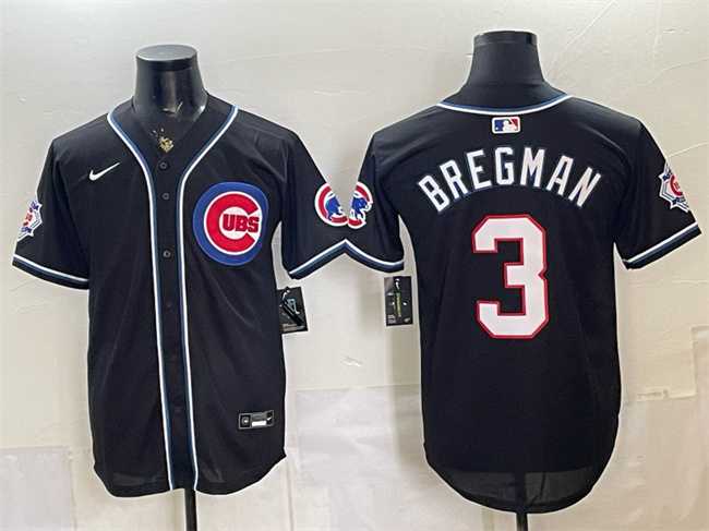 Men%27s Chicago Cubs #3 Alex Bregman 150th Anniversary Black Out Style Vapor Premier Limited Stitched Jersey->chicago cubs->MLB Jersey