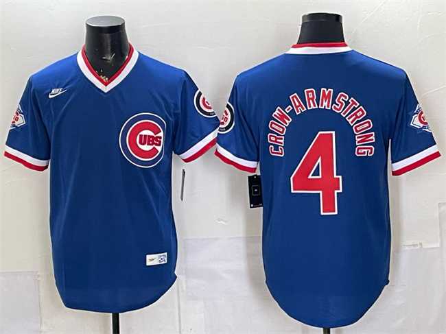 Men%27s Chicago Cubs #4 Pete Crow-Armstrong Royal 150th Anniversary Throwback Vapor Limited Stitched Jersey->chicago cubs->MLB Jersey