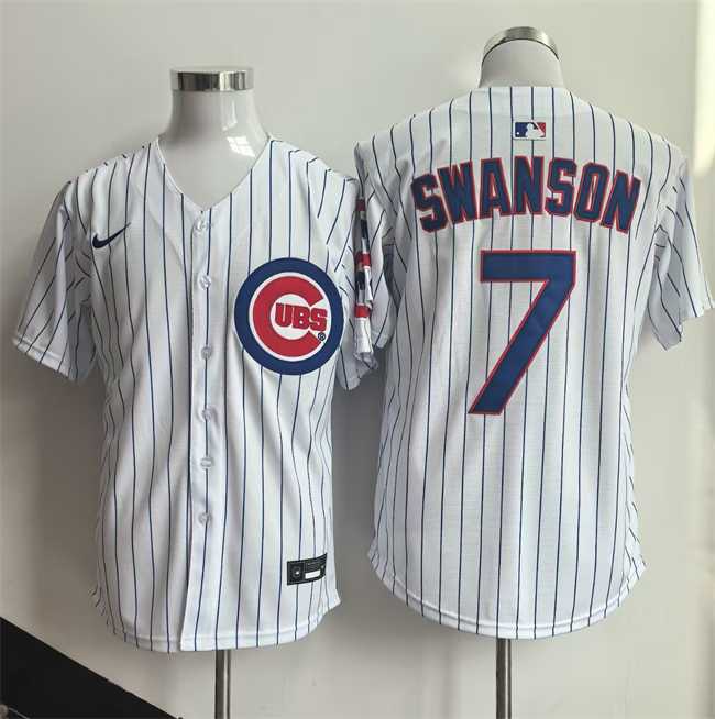 Men%27s Chicago Cubs #7 Dansby Swanson White Home Limited Stitched Jersey->chicago cubs->MLB Jersey