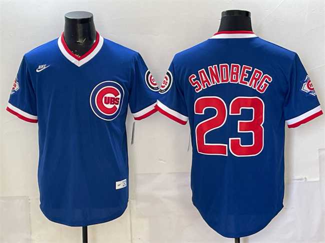 Men%27s Chicago Cubs #23 Ryne Sandberg Royal 150th Anniversary Throwback Vapor Limited Stitched Jersey->chicago cubs->MLB Jersey