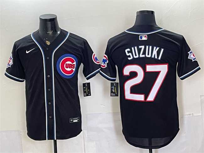 Men%27s Chicago Cubs #27 Seiya Suzuki 150th Anniversary Black Out Style Vapor Premier Limited Stitched Jersey->chicago cubs->MLB Jersey
