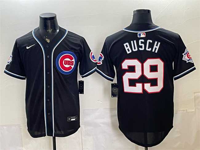 Men%27s Chicago Cubs #29 Michael Busch 150th Anniversary Black Out Style Vapor Premier Limited Stitched Jersey->chicago cubs->MLB Jersey