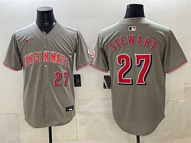 Men%27s Cincinnati Reds #27 Sal Stewart Grey Road Limited Stitched Jersey->cincinnati reds->MLB Jersey