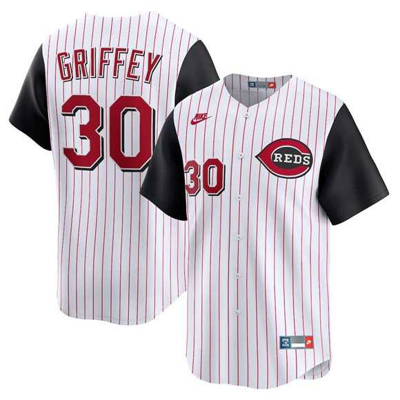 Men%27s Cincinnati Reds #30 Ken Griffey Jr. White Cooperstown Collection Limited Stitched Jersey Dzhi->cincinnati reds->MLB Jersey