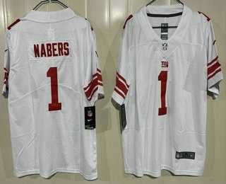 Youth New York Giants #1 Malik Nabers Limited White Vapor Jersey->new york giants->NFL Jersey