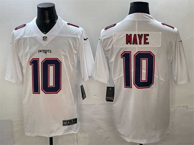 Men%27s New England Patriots #10 Drake Maye White Fashion Vapor Untouchable Limited Stitched Jersey->new england patriots->NFL Jersey