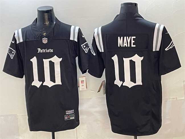 Men%27s New England Patriots #10 Drake Maye Black F.U.S.E. Gothic Revolution Edition Stitched Jersey->indianapolis colts->NFL Jersey