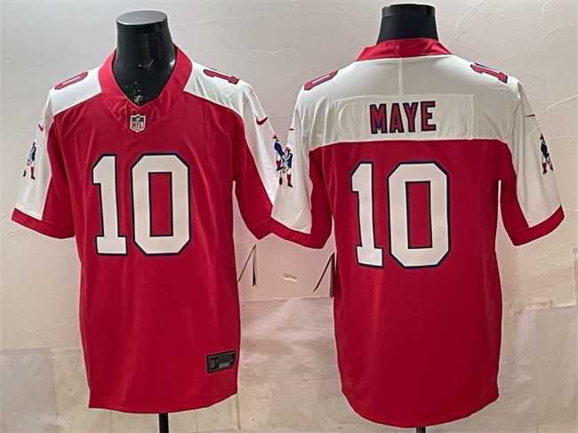 Men%27s New England Patriots #10 Drake Maye Red Alternate F.U.S.E. Throwback Vapor Limited Stitched Jersey->new england patriots->NFL Jersey