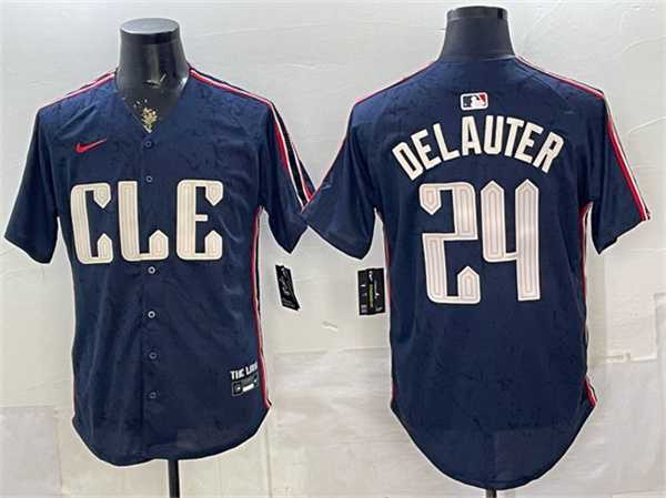 Men%27s Cleveland Guardians #24 Chase DeLauter Navy 2024 City Connect Limited Stitched Jersey->cincinnati reds->MLB Jersey