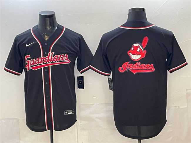Men%27s Cleveland Guardians Team Big Logo 2026 Fashion Replica Black Out Stitched Jersey Dzhi->cleveland guardians->MLB Jersey
