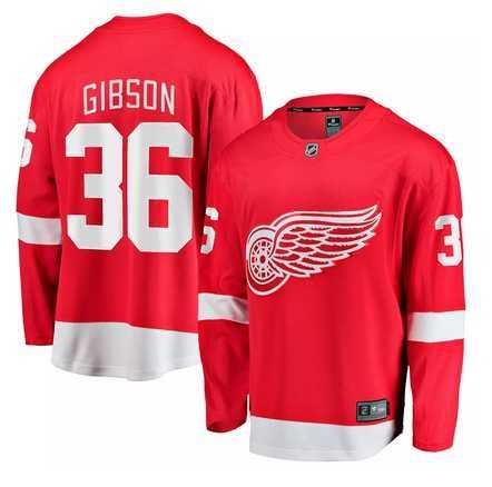 Mens Detroit Red Wings #36 John Gibson Red Home Stitched Jersey Dzhi->detroit red wings->NHL Jersey