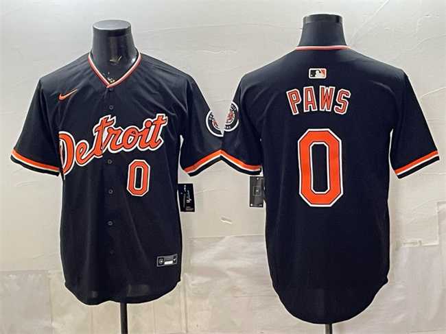 Mens Detroit Tigers #0 Paws Black 2026 Alternate Vapor Premier Limited Stitched Jersey->detroit tigers->MLB Jersey