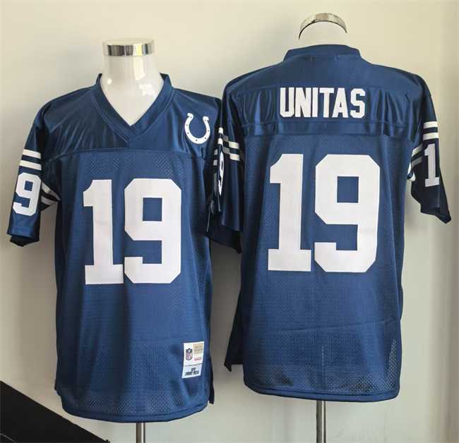 Mens Indianapolis Colts #19 Johnny Unitas Blue Throwback Stitched Jersey->indianapolis colts->NFL Jersey