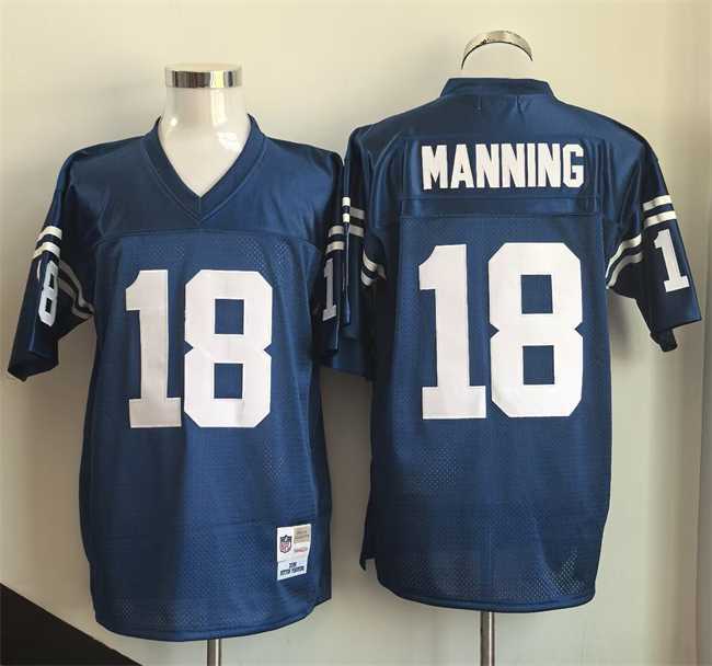 Men%27s Indianapolis Colts #18 Peyton Manning Blue Throwback Stitched Jersey->new england patriots->NFL Jersey