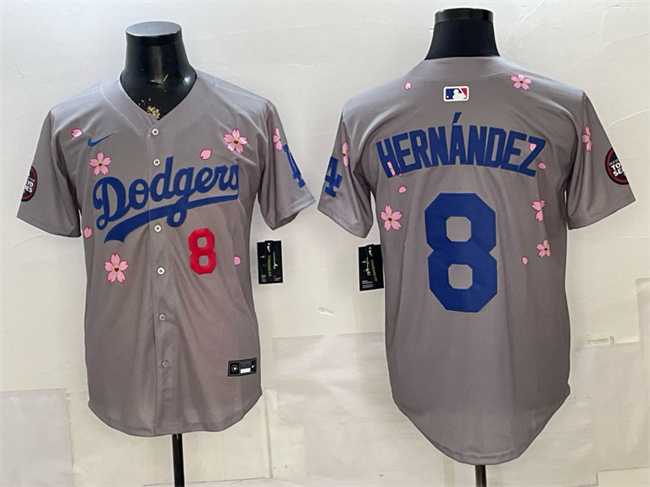 Mens Los Angeles Dodgers #8 Enrique Hernandez Grey 2025 Tokyo Series Limited Stitched Jersey->los angeles dodgers->MLB Jersey