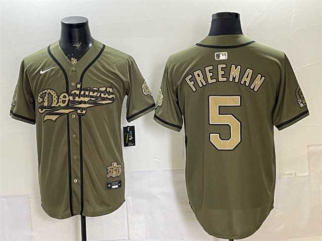 Mens Los Angeles Dodgers #5 Freddie Freeman Olive 2026 Armed Forces Day Stitched Jersey Dzhi->los angeles dodgers->MLB Jersey