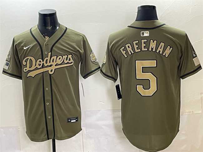 Mens Los Angeles Dodgers #5 Freddie Freeman Olive 2026 Armed Forces Day Stitched Jersey Dzhi->los angeles dodgers->MLB Jersey