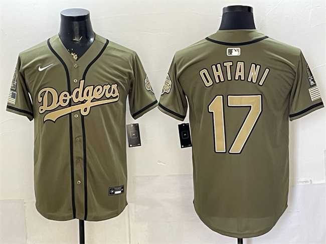 Mens Los Angeles Dodgers #17 Shohei Ohtani Olive 2026 Armed Forces Day Stitched Jersey Dzhi->los angeles dodgers->MLB Jersey