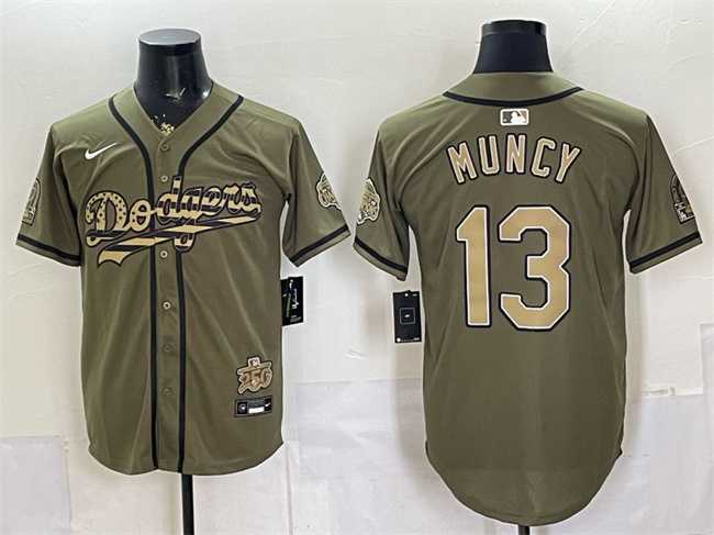 Mens Los Angeles Dodgers #13 Max Muncy Olive 2026 Armed Forces Day Stitched Jersey Dzhi->los angeles dodgers->MLB Jersey