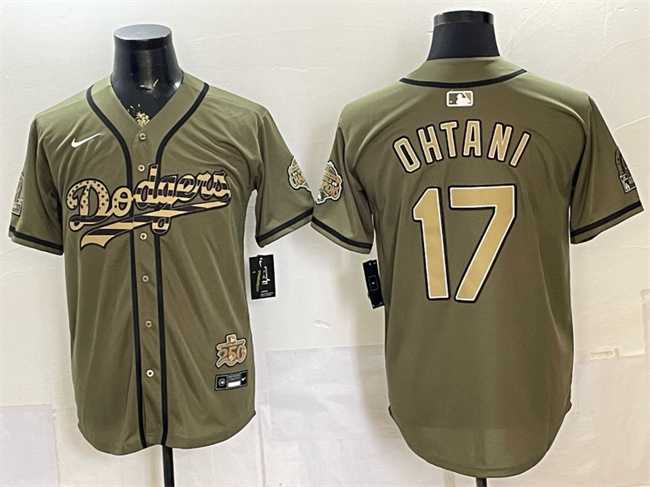 Mens Los Angeles Dodgers #17 Shohei Ohtani Olive 2026 Armed Forces Day Stitched Jersey Dzhi->los angeles dodgers->MLB Jersey