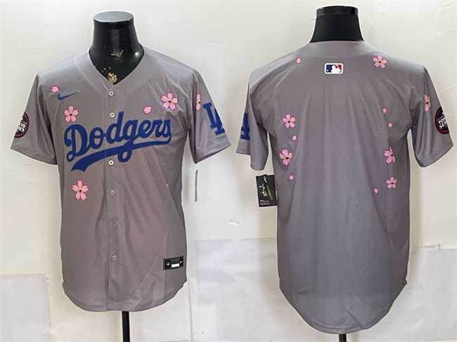 Mens Los Angeles Dodgers Blank Grey 2025 Tokyo Series Limited Stitched Jersey->los angeles dodgers->MLB Jersey
