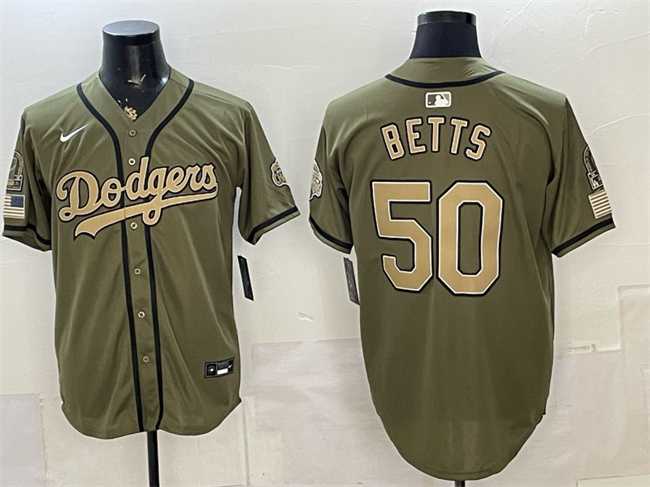 Mens Los Angeles Dodgers #50 Mookie Betts Olive 2026 Armed Forces Day Stitched Jersey Dzhi->los angeles dodgers->MLB Jersey