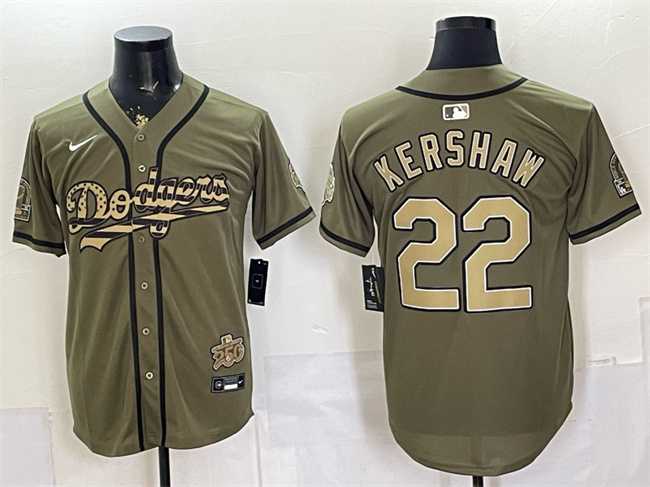 Men%27s Los Angeles Dodgers #22 Clayton Kershaw Olive 2026 Armed Forces Day Stitched Jersey Dzhi->los angeles dodgers->MLB Jersey