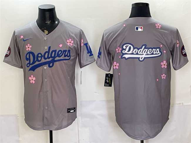 Mens Los Angeles Dodgers Team Big Logo Grey 2025 Tokyo Series Limited Stitched Jersey Dzhi->los angeles dodgers->MLB Jersey