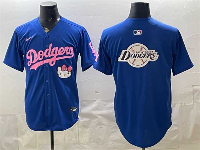 Mens Los Angeles Dodgers Team Big Logo Royal Hello Kitty Night Stitched Jersey Dzhi->los angeles dodgers->MLB Jersey