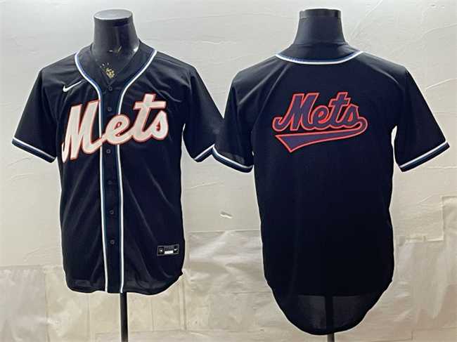 Mens New York Mets Team Big Logo 2026 Fashion Replica Black Out Stitched Jersey Dzhi->new york mets->MLB Jersey