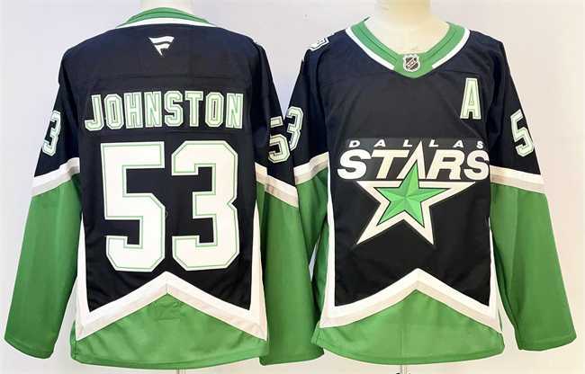 Mens Dallas Stars #53 Wyatt Johnston Black 2025-26 With A Patch Alternate Stitched Jersey->dallas stars->NHL Jersey