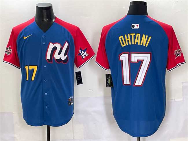 Mens National League #17 Shohei Ohtani Blue Red Alternate 2025 All-Star Edition Limited Stitched Jersey->2025 mlb all-star->MLB Jersey