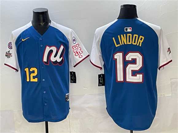 Mens National League #12 Francisco Lindor Blue Alternate 2025 All-Star With Patch Edition Limited Stitched Jersey->2025 mlb all-star->MLB Jersey