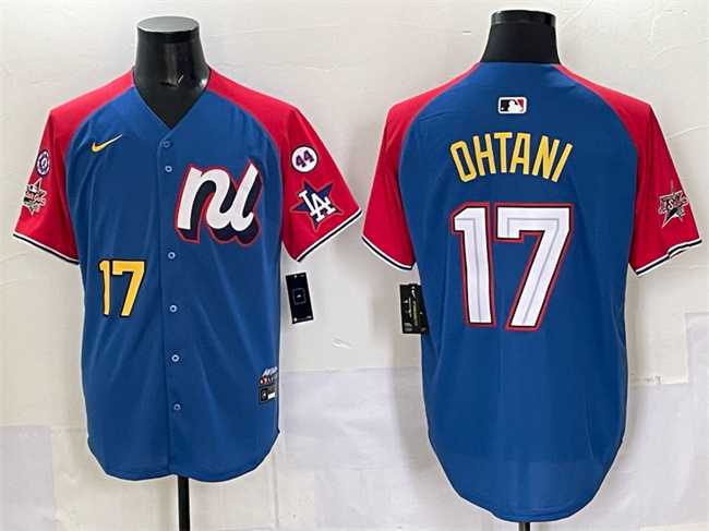 Mens National League #17 Shohei Ohtani Blue Red Alternate 2025 All-Star With Patch Edition Limited Stitched Jersey->2025 mlb all-star->MLB Jersey