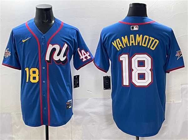 Mens National League #18 Yoshinobu Yamamoto Blue 2025 All-Star Edition Limited Stitched Jersey->2025 mlb all-star->MLB Jersey