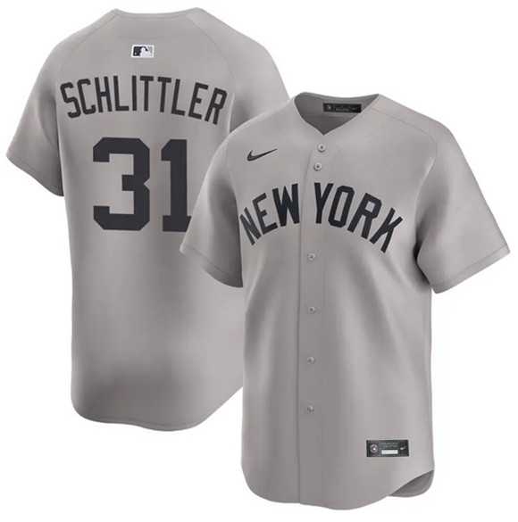 Mens New York Yankees #31 Cam Schlittler Gray 2026 Road Limited Stitched Jersey Dzhi->new york yankees->MLB Jersey